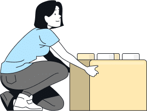 graphic illustration of women hold boxes