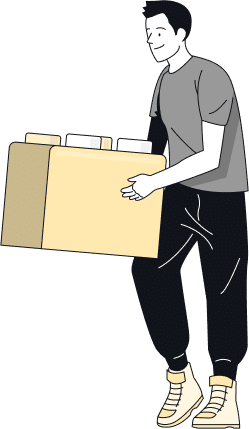 graphic illustration of man 2 hold boxes